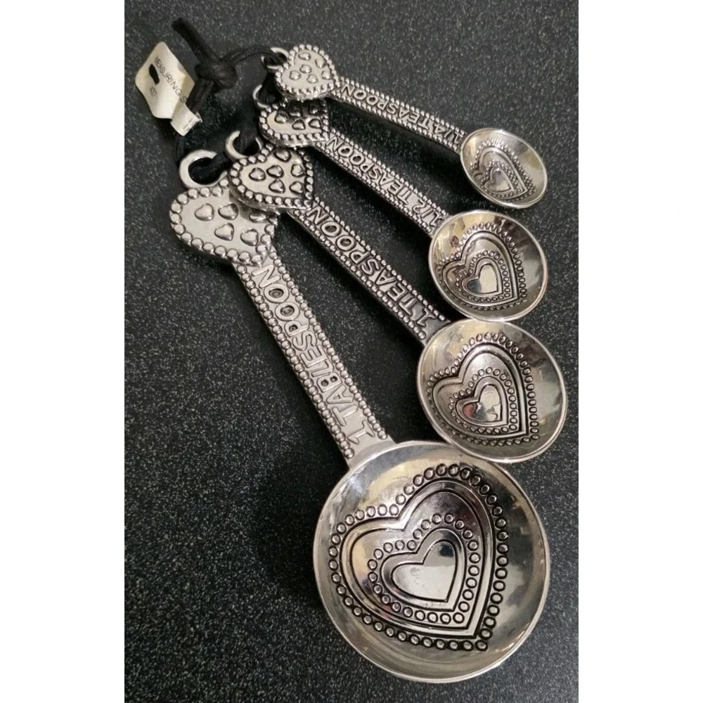 Vintage Ganz Angels Hearts & Stars 4 Piece Zinc Alloy Metal Measuring Spoon‎ Set